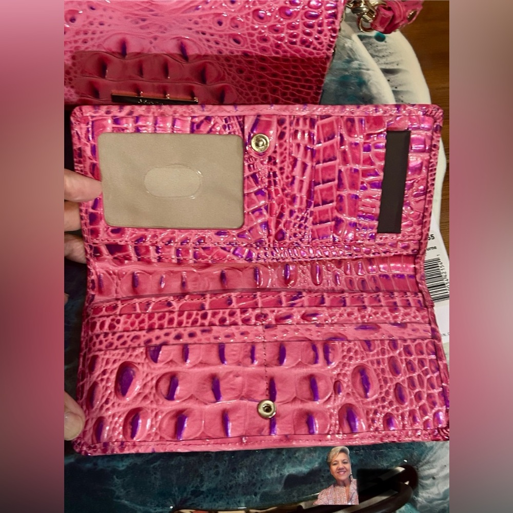 Brahmin Phlox Pink Melbourne Minuette Handbag AND Matching Addy Wallet NWT - Picture 2 of 13